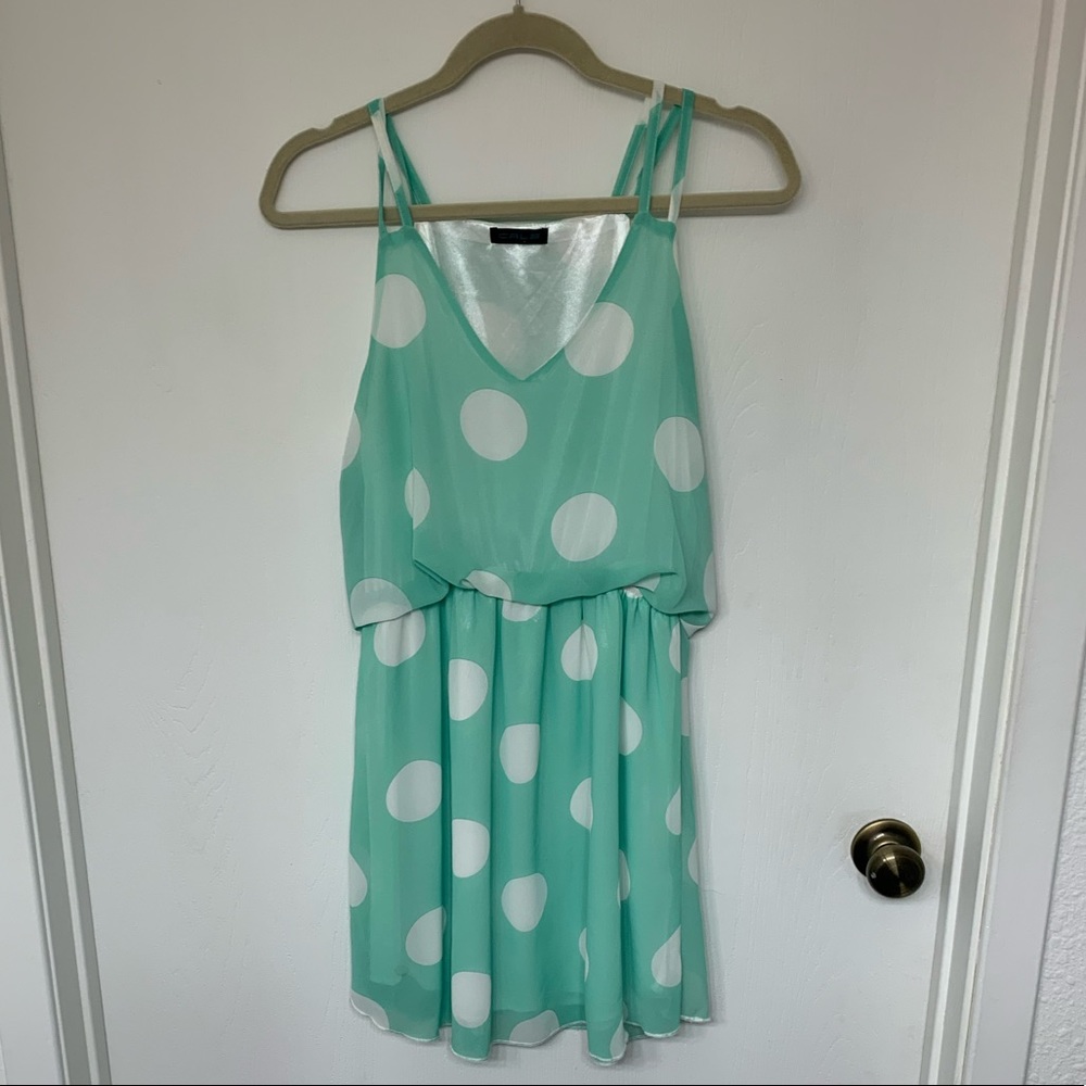 Sea foam green polka dot dress